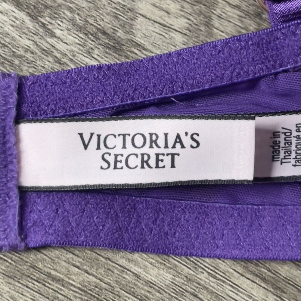Victoria's Secret Dream Angels Bra Size 32DD Lined Demi Purple Floral Lace NWOT - Picture 4 of 10